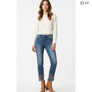 Driftwood Jackie high-rise skinny jeans embroidered Aztec distressed W30 L28